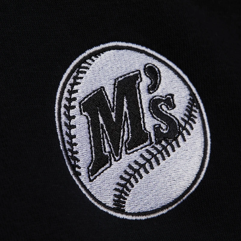 Pull zippé quart de tour noir pour femme Mitchell & Ness des Mariners Seattle la collection Cooperstown
