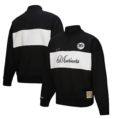 Pull zippé quart de tour noir pour femme Mitchell & Ness des Mariners Seattle la collection Cooperstown