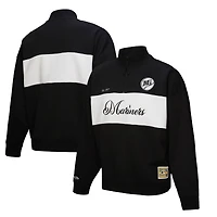 Pull zippé quart de tour noir pour femme Mitchell & Ness des Mariners Seattle la collection Cooperstown