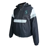 Women's Profile Black Seattle Mariners Plus Anorak Hoodie Quarter-Zip Pullover