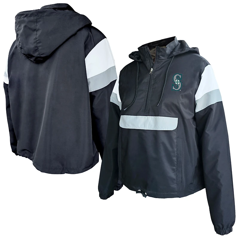 Women's Profile Black Seattle Mariners Plus Anorak Hoodie Quarter-Zip Pullover