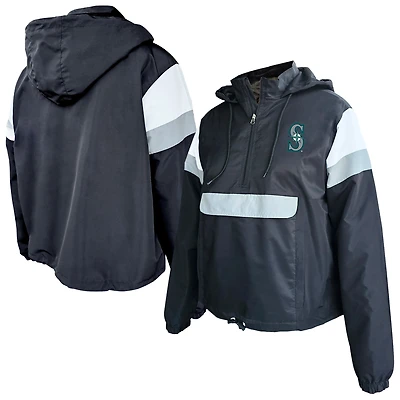 Women's Profile Black Seattle Mariners Plus Anorak Hoodie Quarter-Zip Pullover