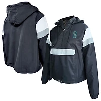 Women's Profile Black Seattle Mariners Plus Anorak Hoodie Quarter-Zip Pullover