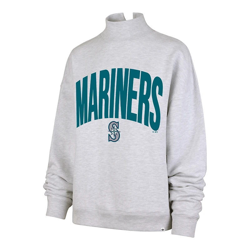 Women's '47  Heather Gray Seattle Mariners Subtle Muse Mock Neck Sweatshirt