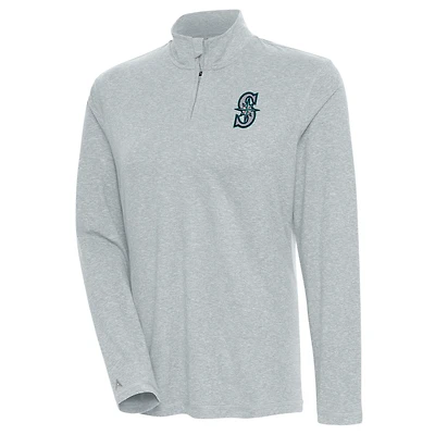 Haut à enfiler glissière quart de tour Confront Antigua Heather Grey pour femme des Mariners Seattle