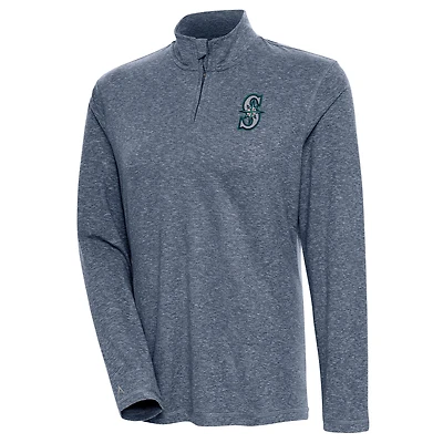 Women's Antigua  Heather Navy Seattle Mariners Confront Quarter-Zip Pullover Top