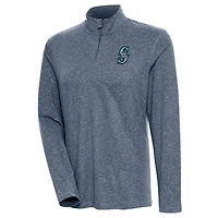 Women's Antigua  Heather Navy Seattle Mariners Confront Quarter-Zip Pullover Top