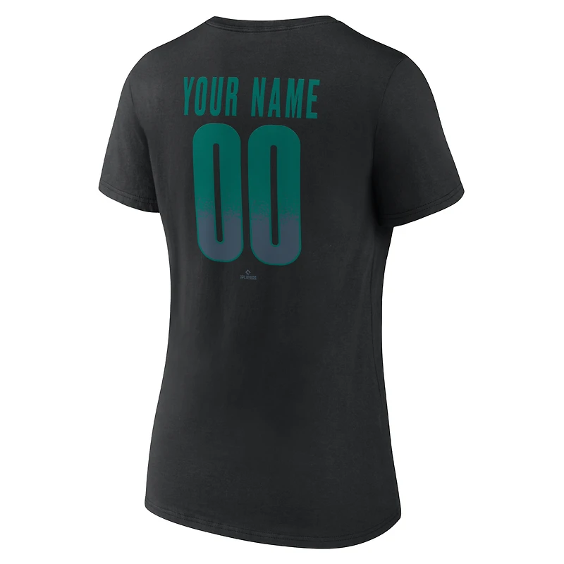 Women's Black Seattle Mariners Home Field Pop Personalized Name & Number V-Neck T-Shirt