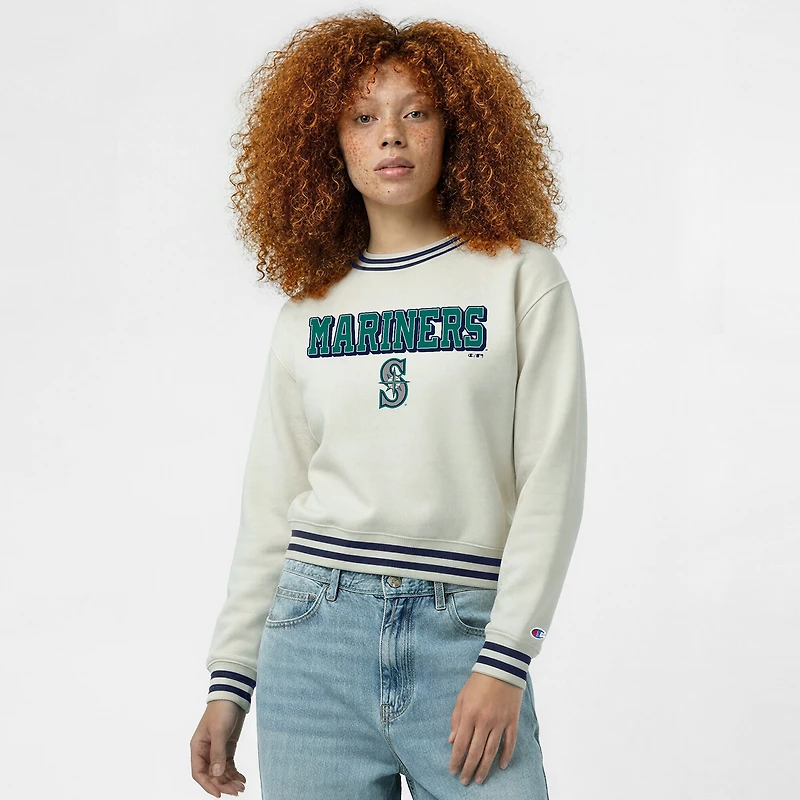 Women's Champion Cream Seattle Mariners Reverse Weave Sweatshirt