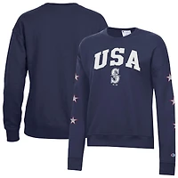 Sweat-shirt à col rond en polaire Champion bleu marine Seattle Mariners Americana pour femme