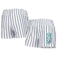Short de nuit à fines rayures Reel Seattle Mariners Concepts Sport pour femmes, blanc