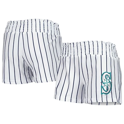 Short de nuit à fines rayures Reel Seattle Mariners Concepts Sport pour femmes, blanc
