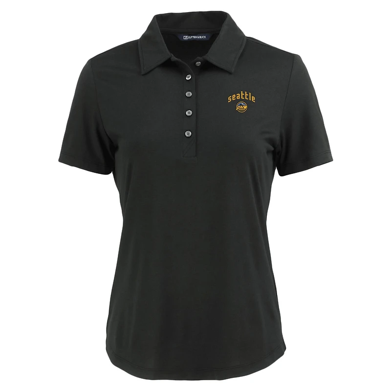 Women's Cutter & Buck Black Seattle Mariners City Connect Coastline Epic Comfort Eco Recycled Polo