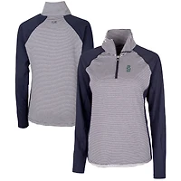 Women's Cutter & Buck  Navy Seattle Mariners DryTec Forge Tonal Stripe Half-Zip Top