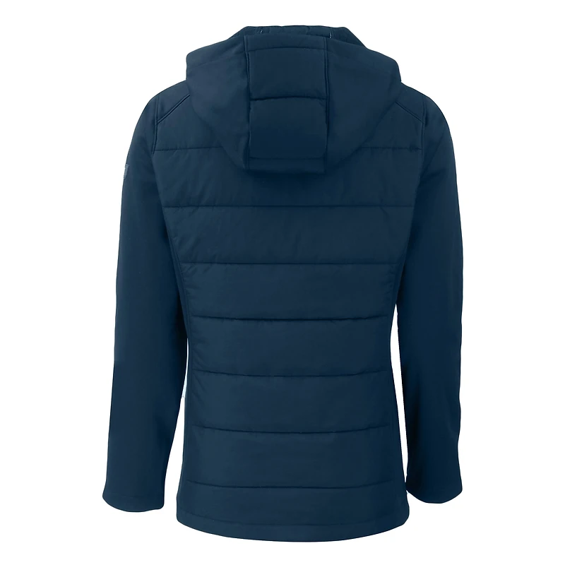 Women's Cutter & Buck  Navy Seattle Mariners Evoke Hybrid Eco Softshell Recycled Full-Zip Hoodie Jacket