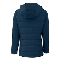 Women's Cutter & Buck  Navy Seattle Mariners Evoke Hybrid Eco Softshell Recycled Full-Zip Hoodie Jacket