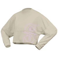 T-shirt court à manches longues et imprimé floral des Mariners de Seattle pour femme, couleur crème Fanatics