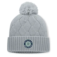 Bonnet tricoté gris Seattle Mariners pour femme, avec pompon, de la marque Fanatics.