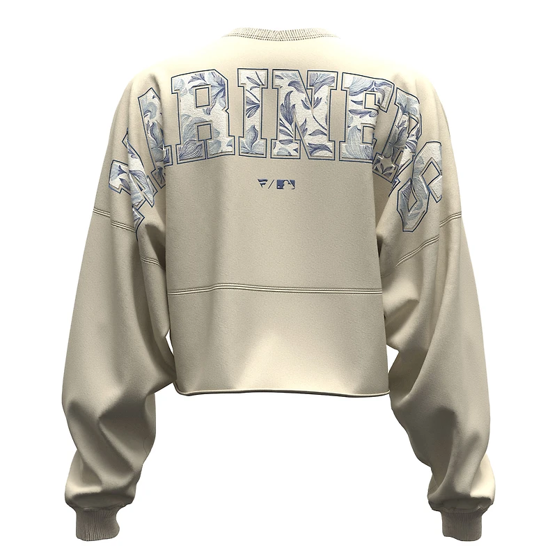 T-shirt court à manches longues Fanatics beige clair pour femme, motif floral Seattle Mariners Spirit