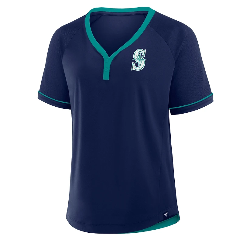 T-shirt à col en V raglan Diva Star de la Ligue des Mariners Seattle pour femmes Fanatics Navy