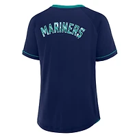 T-shirt à col en V raglan Diva Star de la Ligue des Mariners Seattle pour femmes Fanatics Navy