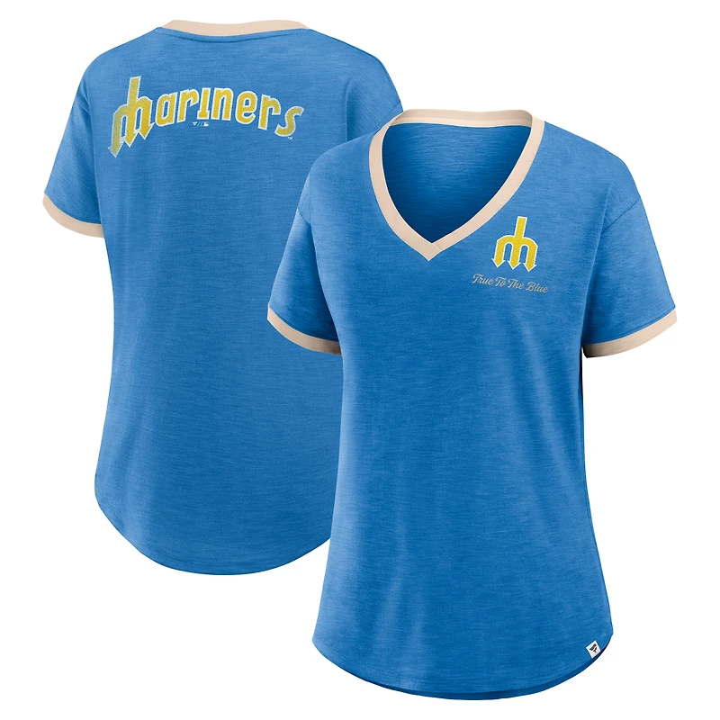 T-shirt à col en V pour femme Fanatics Royal Seattle Mariners Binge Worthy Stadium Slub