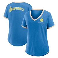 T-shirt à col en V pour femme Fanatics Royal Seattle Mariners Binge Worthy Stadium Slub