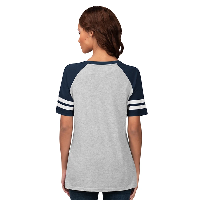 T-shirt raglan à col en V G-III 4Her pour femme par Carl Banks, gris chin
