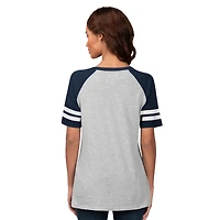 T-shirt raglan à col en V G-III 4Her pour femme par Carl Banks, gris chin