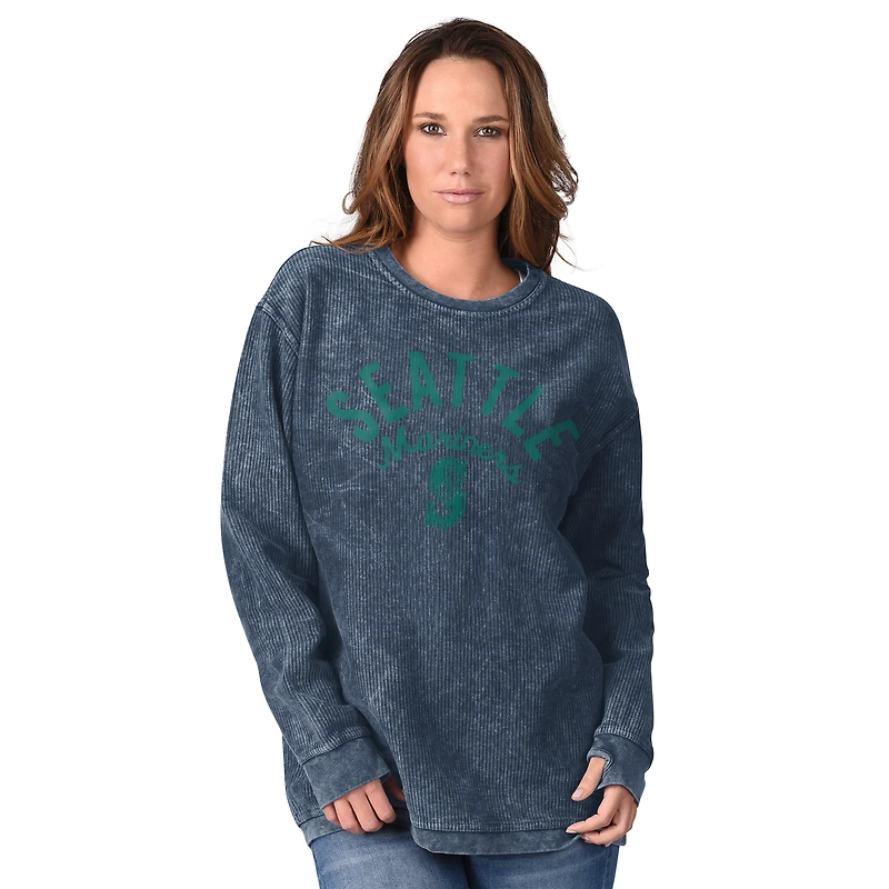 Women's G-III 4Her by Carl Banks Navy Seattle Mariners Comfy Cord Pullover Sweatshirt