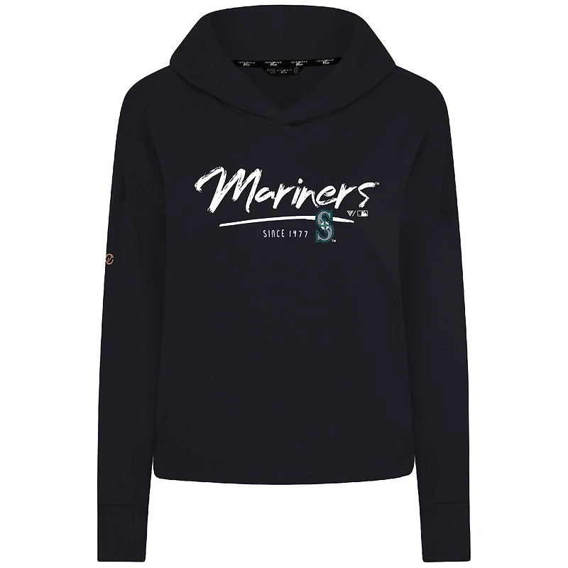 Sweat à capuche court noir Levelwear pour femme, motif Accolade Sweet Express des Seattle Mariners, en mélange tri-mélange
