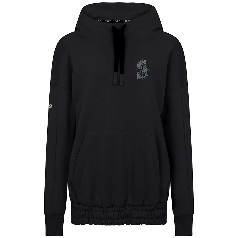 Women's Levelwear Black Seattle Mariners Waterfall Nightfall Drop Shoulder Pullover Hoodie