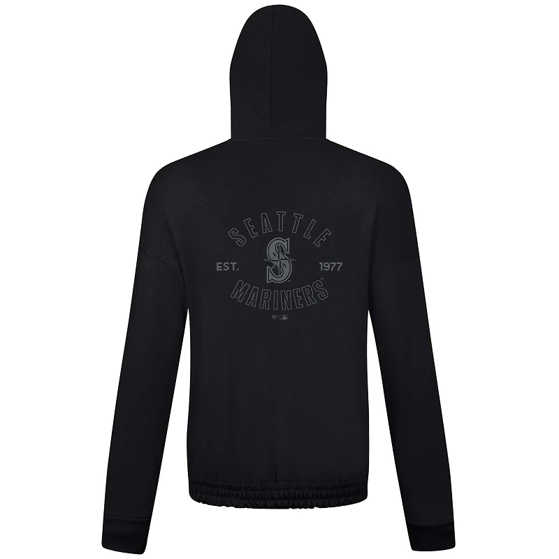 Women's Levelwear Black Seattle Mariners Waterfall Nightfall Drop Shoulder Pullover Hoodie