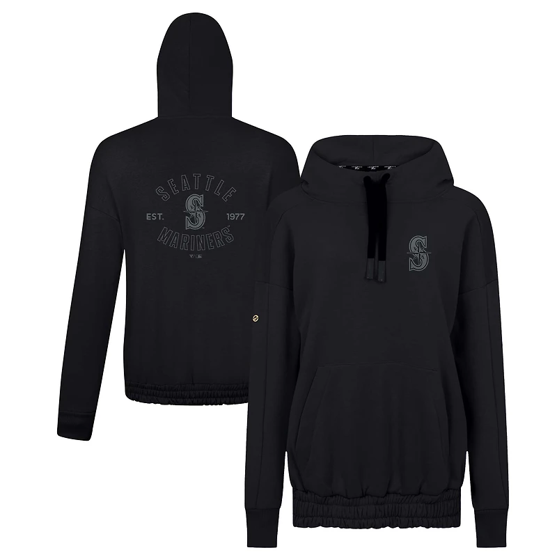 Women's Levelwear Black Seattle Mariners Waterfall Nightfall Drop Shoulder Pullover Hoodie