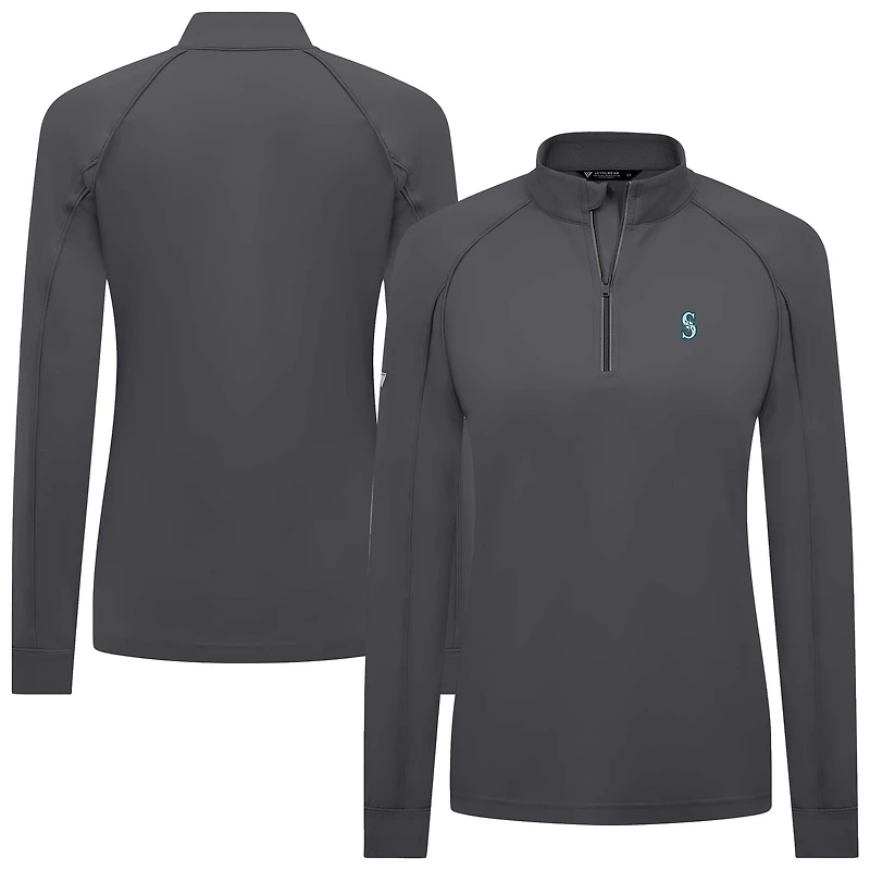 Women's Levelwear Charcoal Seattle Mariners Kinetic Insignia 2.0 Raglan Quarter-Zip Top