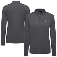 Women's Levelwear Charcoal Seattle Mariners Kinetic Insignia 2.0 Raglan Quarter-Zip Top