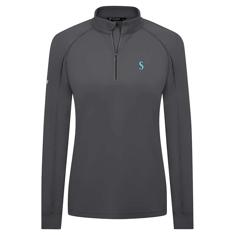 Women's Levelwear Charcoal Seattle Mariners Kinetic Insignia 2.0 Raglan Quarter-Zip Top