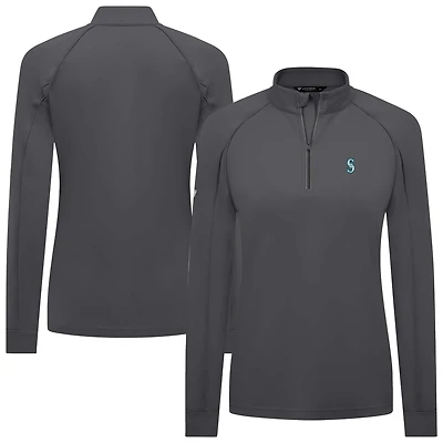Women's Levelwear Charcoal Seattle Mariners Kinetic Insignia 2.0 Raglan Quarter-Zip Top