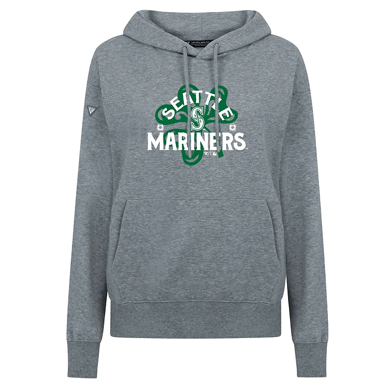 Sweat à capuche gris pour femme Levelwear Seattle Mariners St. Patrick's Day Adorn Shamrock