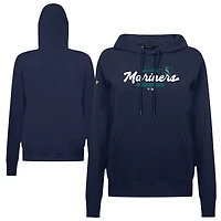 Women's Levelwear Navy Seattle Mariners Accolade Adorn Monument Pullover Hoodie