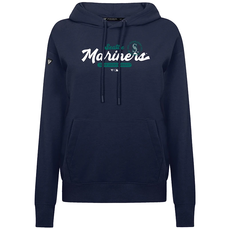 Women's Levelwear Navy Seattle Mariners Accolade Adorn Monument Pullover Hoodie