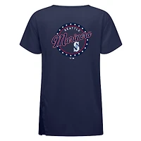 T-shirt Levelwear Navy Seattle Mariners pour femme, collection Influx Constellation, jour de l'Indépendance
