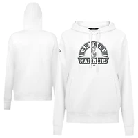 Women's Levelwear White Seattle Mariners Adorn Banner Arch Pullover Hoodie