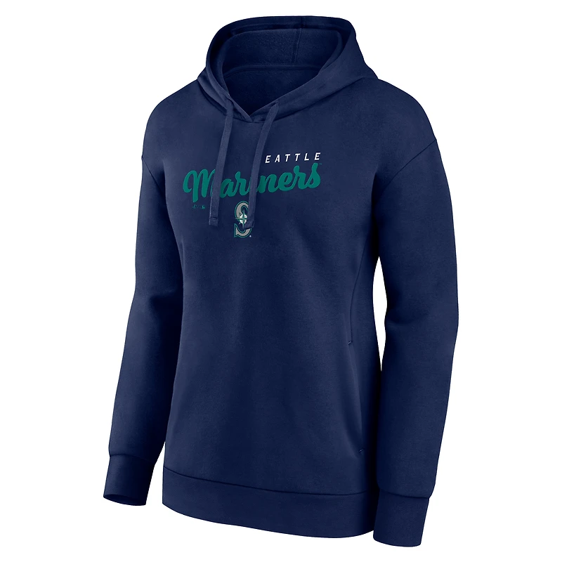 Women's Logo Athletic Navy Seattle Mariners Triumphant V-Neck Pullover Hoodie