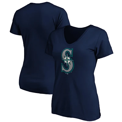 Women's Logo Athletic  Navy Seattle Mariners Official V-Neck T-Shirt