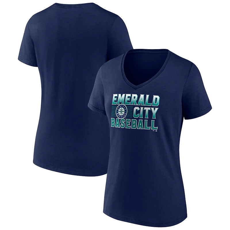 Women's Navy Seattle Mariners Hometown Graphic V-Neck T-Shirt