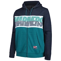 Sweat à capuche entièrement zippé couleur bloc New Era pour femme, bleu marine, Seattle Mariners, grande taille