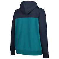 Sweat à capuche entièrement zippé couleur bloc New Era pour femme, bleu marine, Seattle Mariners, grande taille