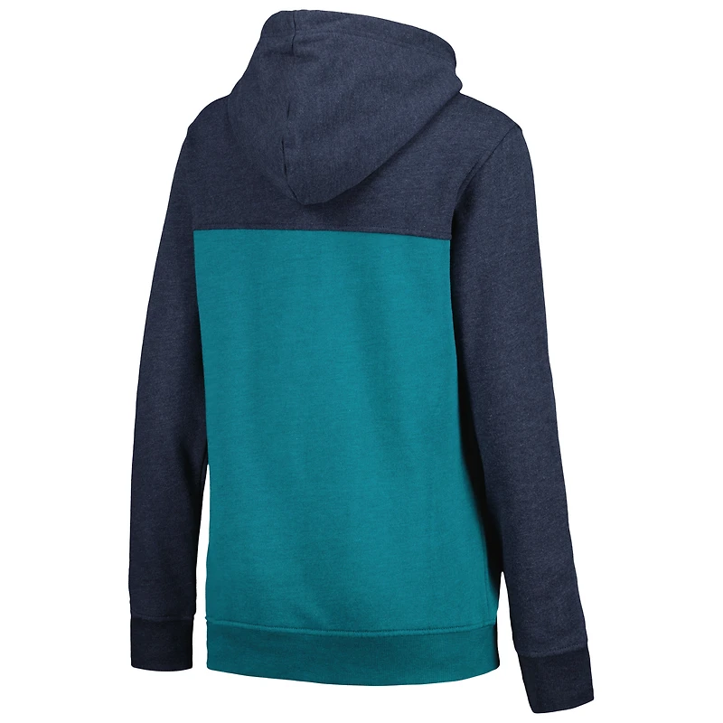 Veste à capuche entièrement zippée New Era pour femme, Seattle Mariners, color block, bleu marine