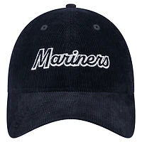 Casquette ajustable en velours côtelé 9TWENTY bleu marine des Seattle Mariners de New Era pour femme